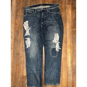 Ralph Lauren women's Lace Patchwork Tapered Jeans - size 8